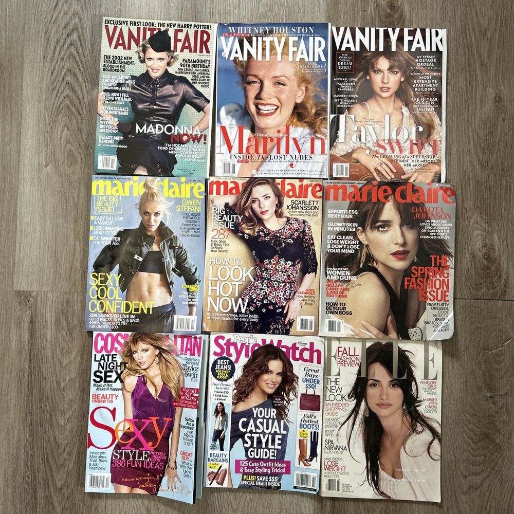 Vanity Fair Marie Claire Elle Cosmo Magazine Lot Of 9 VTG 2002 - 2016 Madonna